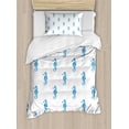 thumbnail image 1 of Animal Duvet Cover Set, Unusual Equine Shaped Fish Motif in Simple Featured Backdrop Cottage Cabin, Decorative 2 Piece Bedding Set with 1 Pillow Shams, Twin Size, Turquoise White, by Ambesonne, 1 of 3