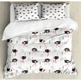 thumbnail image 1 of Animal Duvet Cover Set, Watercolor Style Repetitive Ostrich Silhouettes Hand Drawn Minimal Motifs, Decorative 3 Piece Bedding Set with 2 Pillow Shams, King Size, Pastel Pink Dark Grey, by Ambesonne, 1 of 3