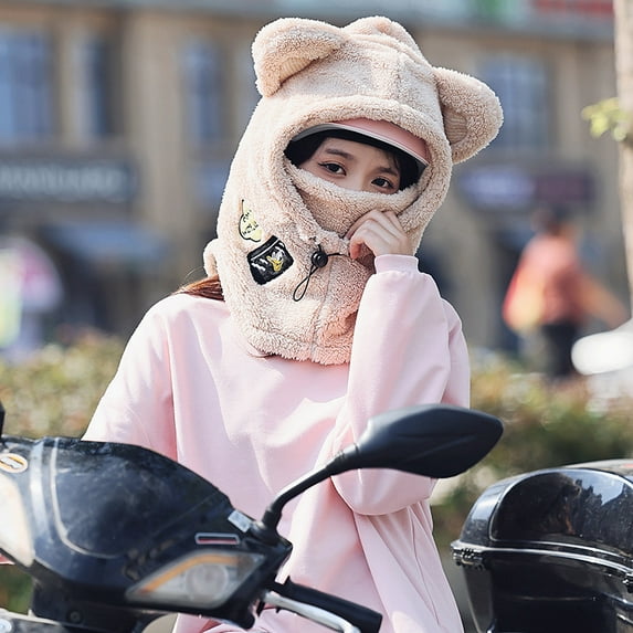 Animal Ear Ski Helmet Cover Bear Cat Ear Skiing Warmer Comfortable Soft Fleece Winter Warm Skiing Head Warmer Ski Accessories (apricot cat)
