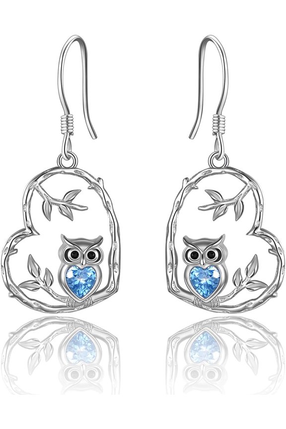 Owl Earrings 925 Sterling Silver Owl Dangle Drop Earrings for Women Owl Jewelry Gfits for Women