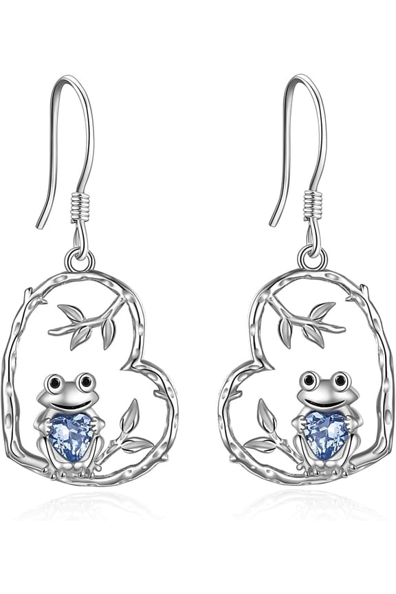 Frog Earrings 925 Sterling Silver Cute Animal Frog Drop Dangle Hypoallergenic Earrings For Women