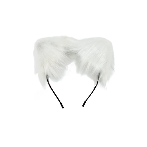 Animal Ears Headpiece White Faux Cat Ears Fluffy Cat Ears Halloween Accessory for Masquerade Rave Anime and Themed Party Events