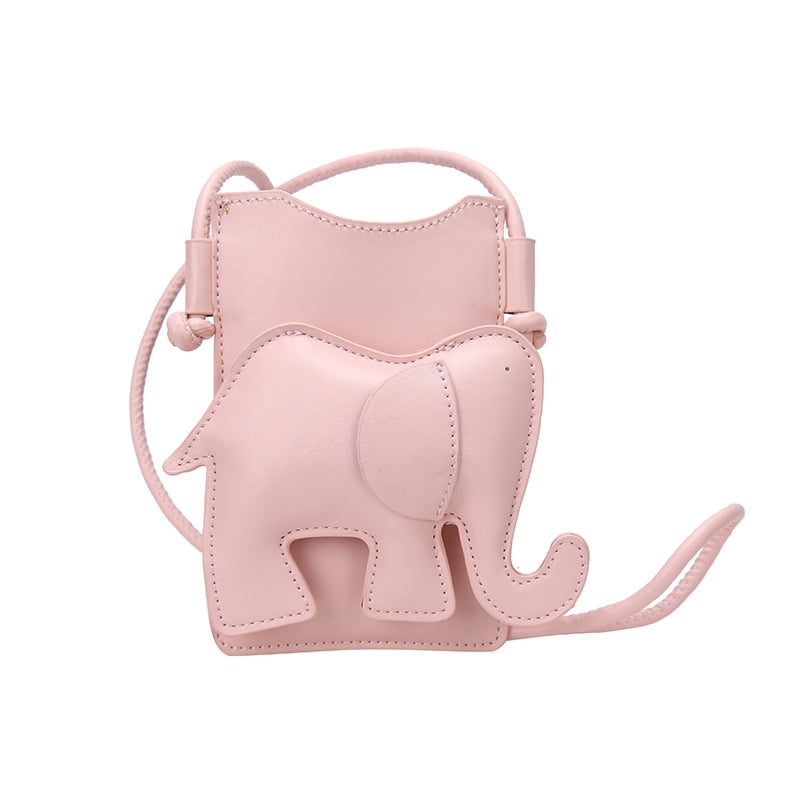 Animal Elephant Shaped Mini Crossbody Bag for Women and Girls, Cute PU Leather Shoulder Purse with Coin Pocket and Stitching Detail, Holds Lipstick and Small Essentials in Pink for Casual Travel