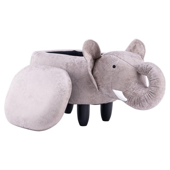 Home 2 Office Elliot The Elephant Fabric Storage Ottoman/Stool in Gray/Black
