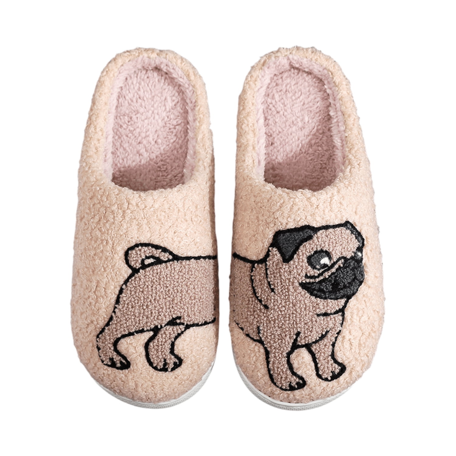 Animal Embroidery Slippers for Women Men House Fuzzy Slippers Spooky Slides Soft Warm Plush House Shoes Cute Dachshund Pug Sheepdog Cats Slides Walmart