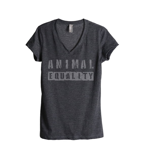 Animal Equality Women's Fashion Relaxed V-Neck T-Shirt Tee Charcoal Grey 2X-Large