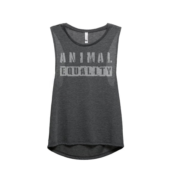 Animal Equality Women's Fashion Sleeveless Muscle Workout Yoga Tank Top Charcoal Grey Medium