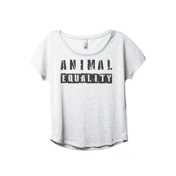 Animal Equality Women's Fashion Slouchy Dolman T-Shirt Tee Heather White Medium