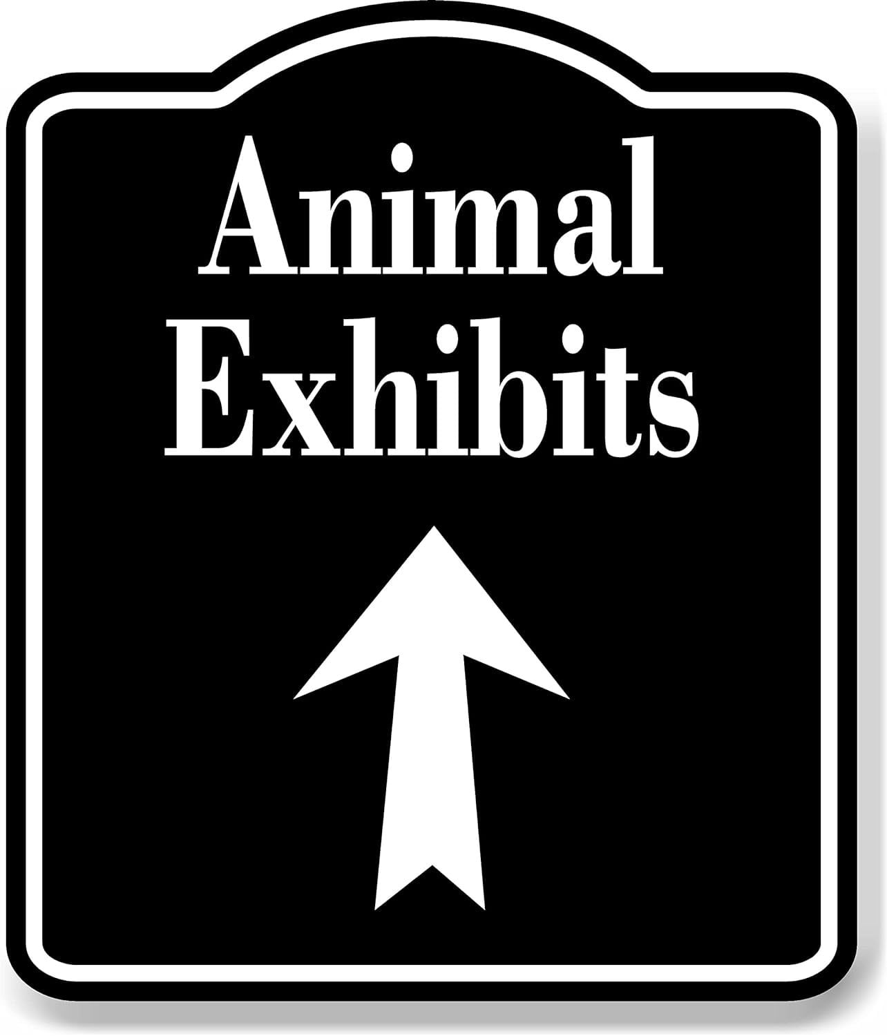 Animal Exhibits Up Arrow BLACK Aluminum Composite Sign, 15