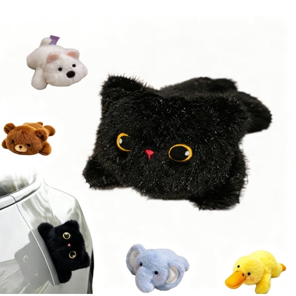 Animal Exterior Accessories Animals for Black Decorations Cute Stuffed Kawaii Ornament Cartoon Decoration Little Magnets Doll, Side Mirror, Refrigerator, Locker, for Cats Lovers