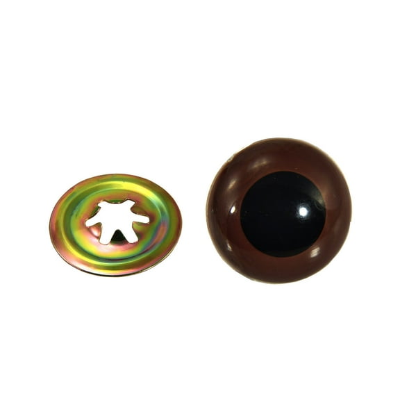 Animal Eyes with Black Centers & Metal Washers (15 mm - 8 pcs, Brown)