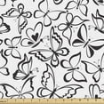 thumbnail image 1 of Ambesonne Animal Fabric by the Yard Upholstery, Butterfly and Freedom, 1 Yard, White and Black, 1 of 5