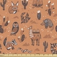 thumbnail image 1 of Animal Fabric by the Yard, Exotic Desert Mammals Camel Fox Owl Armadillo Rattlesnake Wildlife Zoo Boho, Decorative Upholstery Fabric for Sofas and Home Accents, Burnt Sienna Brown by Ambesonne, 1 of 5