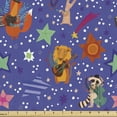 thumbnail image 1 of Ambesonne Animal Fabric by the Yard Upholstery, Funny Cartoon Zoo Star Lion, 1 Yard, Blue Violet and Multicolor, 1 of 5