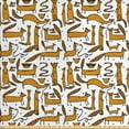 thumbnail image 1 of Animal Fabric by the Yard, Rhythmic Talented Hunter Mongooses Smiling Faces on Plain Backdrop, Decorative Upholstery Fabric for Chairs & Home Accents, White Orange Charcoal Grey by Ambesonne, 1 of 4