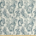 thumbnail image 1 of Ambesonne Animal Fabric by the Yard Upholstery, Bunnies Hedgehog Flowers, 10 Yards, Eggshell and Dark Teal, 1 of 4