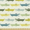 thumbnail image 1 of Ambesonne Animal Fabric by the Yard Upholstery, Crocodile Funny Faces, 1 Yard, Yellow Green Teal, 1 of 5