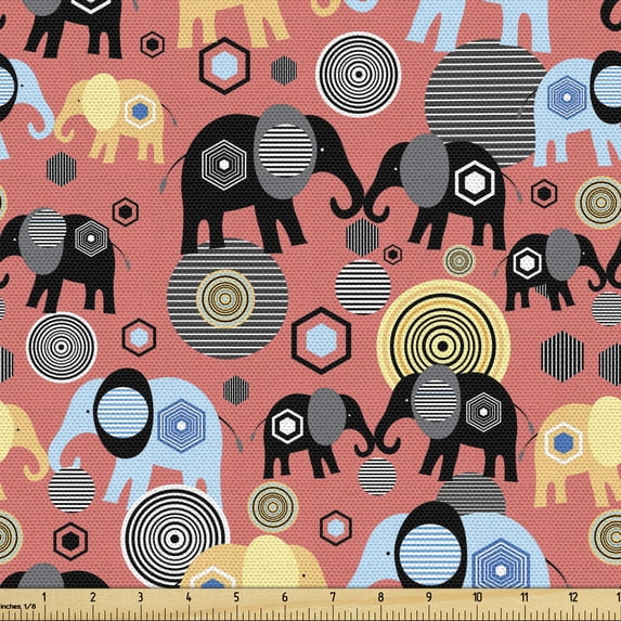 Ambesonne Animal Fabric by the Yard Upholstery, Modern Art, 1 Yard, Multicolor
