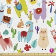 thumbnail image 1 of Animal Fabric by the Yard Upholstery, Playroom Pattern with Llama Alpaca Cactus and Leaves Design, Decorative Fabric for DIY and Home Accents, 3 Yards, Multicolor by Ambesonne, 1 of 4