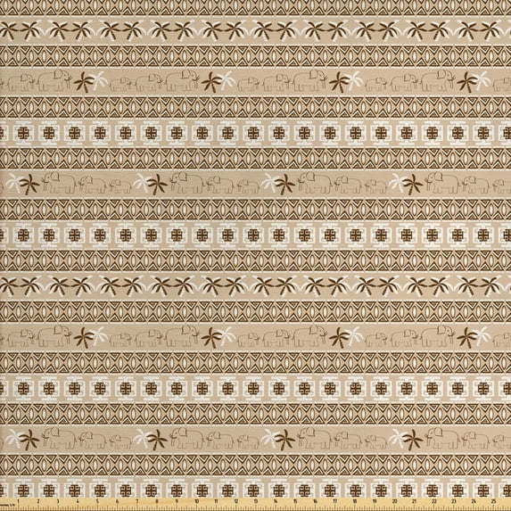 Ambesonne Animal Fabric by the Yard Upholstery, Pastel Savannah Palm Trees, 5 Yards, Brown and Tan