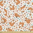 thumbnail image 1 of Ambesonne Animal Fabric by the Yard Upholstery, Squirrels Colorful Flowers, 1 Yard, Pale Orange Pale Blue, 1 of 5