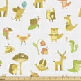 thumbnail image 1 of Animal Fabric by the Yard, Various Creatures Scattered Abstract Zoo Woodland Creatures on Plain Backdrop, Decorative Upholstery Fabric for Sofas and Home Accents, White Multicolor by Ambesonne, 1 of 5