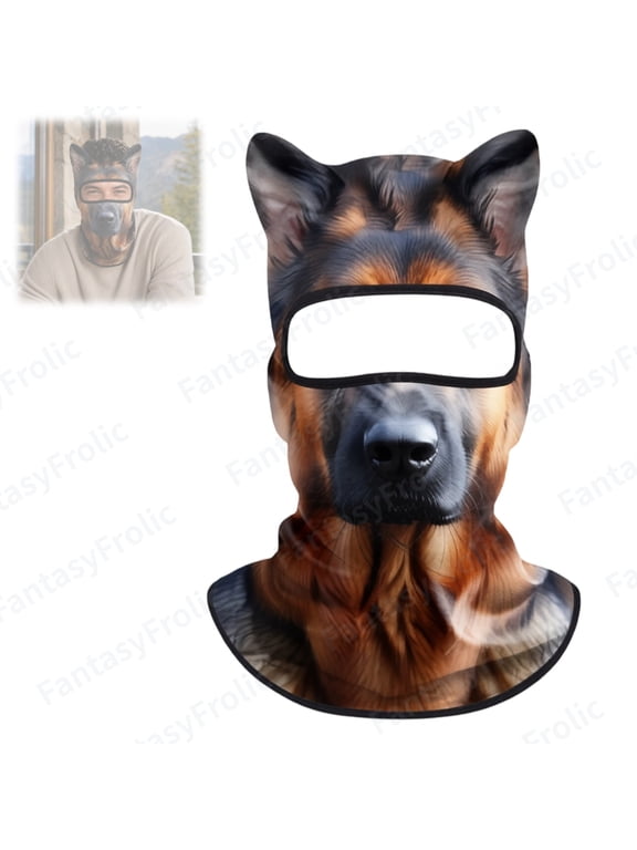 Animal Face Ski Masks Wolf Ski Mask Ski Mask Funny Warm Fleece Animal Ski Mask 3D Realistic Ears Full Face Wrap Sun Wind Protection For Adults Festival Costume Events,D
