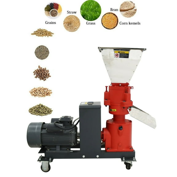 Animal Feed Pellet Mill Machine 8MM Pellet Electric Feed Pelletizer with 3 Head Rollers 220V