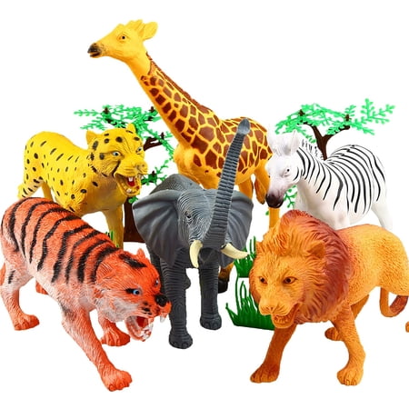 Voltenick Jungle Animal 4" Action Figure Toy Set, 6 Piece