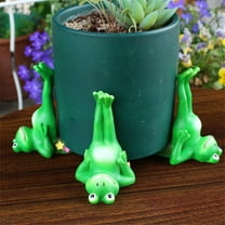 Animal Figures Plant Stand,3Pcs Fairy Reading Frog Statue,Frogs Flower Pot Feet,Green Frogs Figures Plant Pot Feet Planter Riser,Fairies Micro Landscape Ornaments,Yoga Frog Sculptures