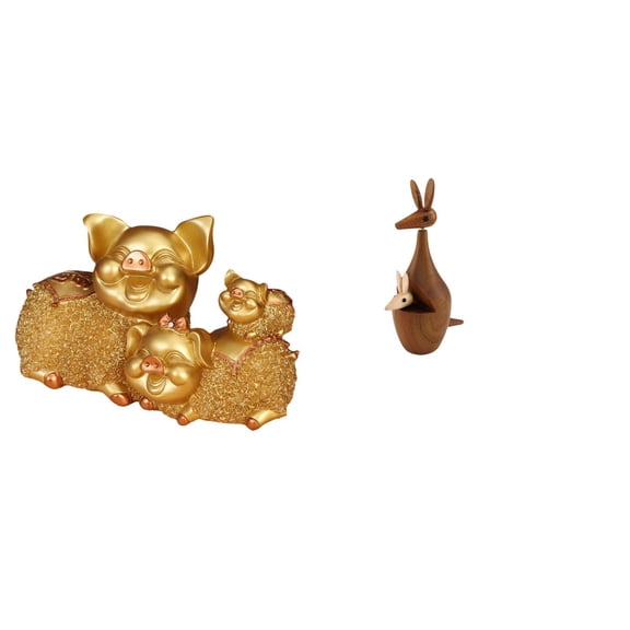 Animal Figurine Pig Statue Desktop Ornament Resin Material Gift Choice for Office Bedroom Display