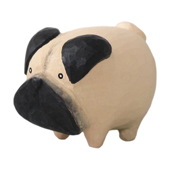 Wood Animal Sculpture Wolf Dog Figurine Decorative Accent for Shelves Desks Cabinets Statue