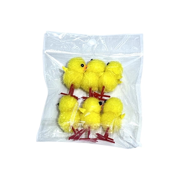 Animal Figurines, Easter decoration, Yellow Standing Chicks, Bird Figurines Home decor, Spring Easter Styling, Shelf Accent, Clear Plastic Bag, 6 Pcs 1 Set
