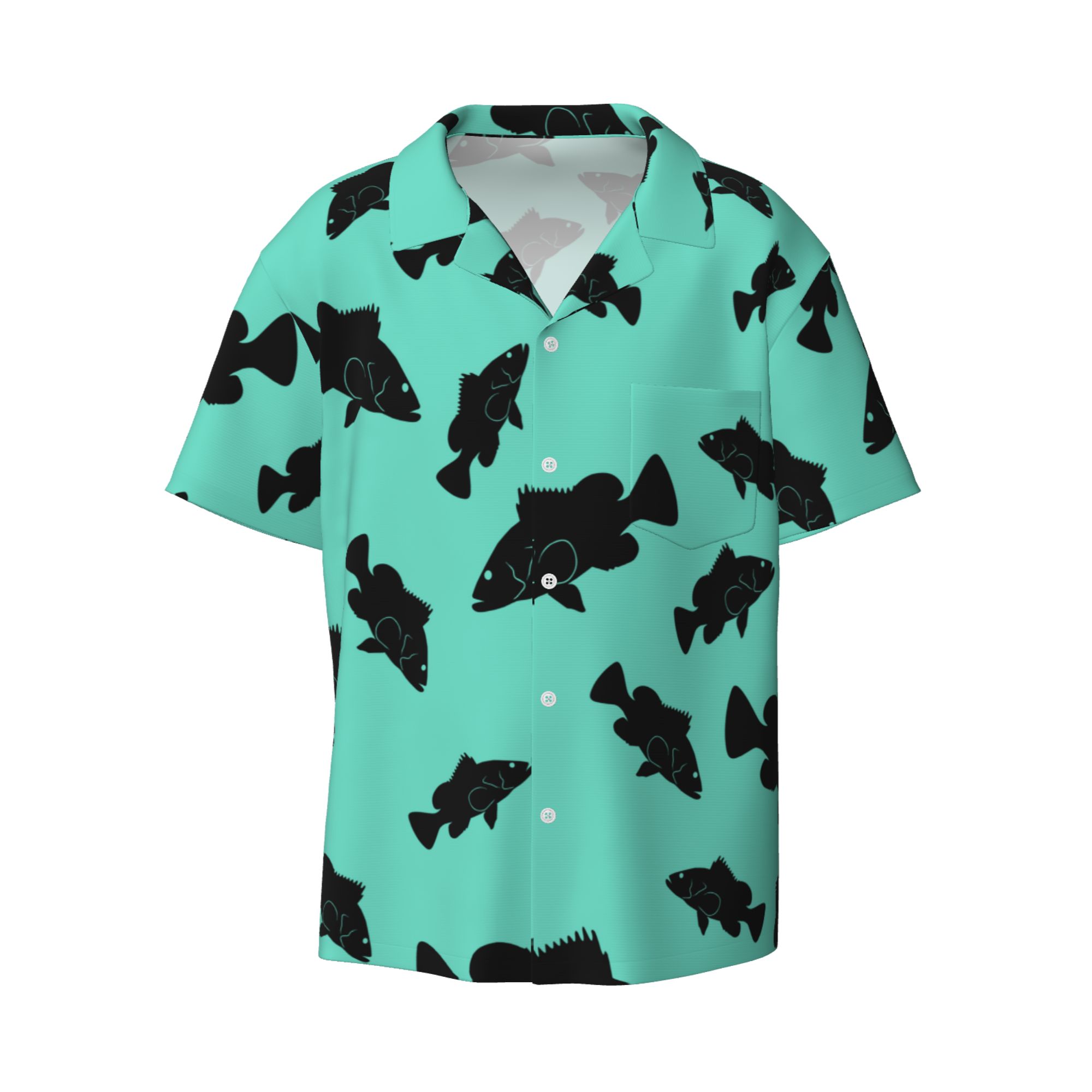 AnimalFish Print Shirts Button Down Casual Hawaiian Short Sleeve Men