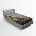 thumbnail image 1 of Animal Fitted Sheet, White Wolf on Rocks at the Night Misty Weather Wildlife Nature Scenery Print, Decorative Soft Bedding All-round Elastic Pocket, Twin Size, Warm Taupe, by Ambesonne, 1 of 3