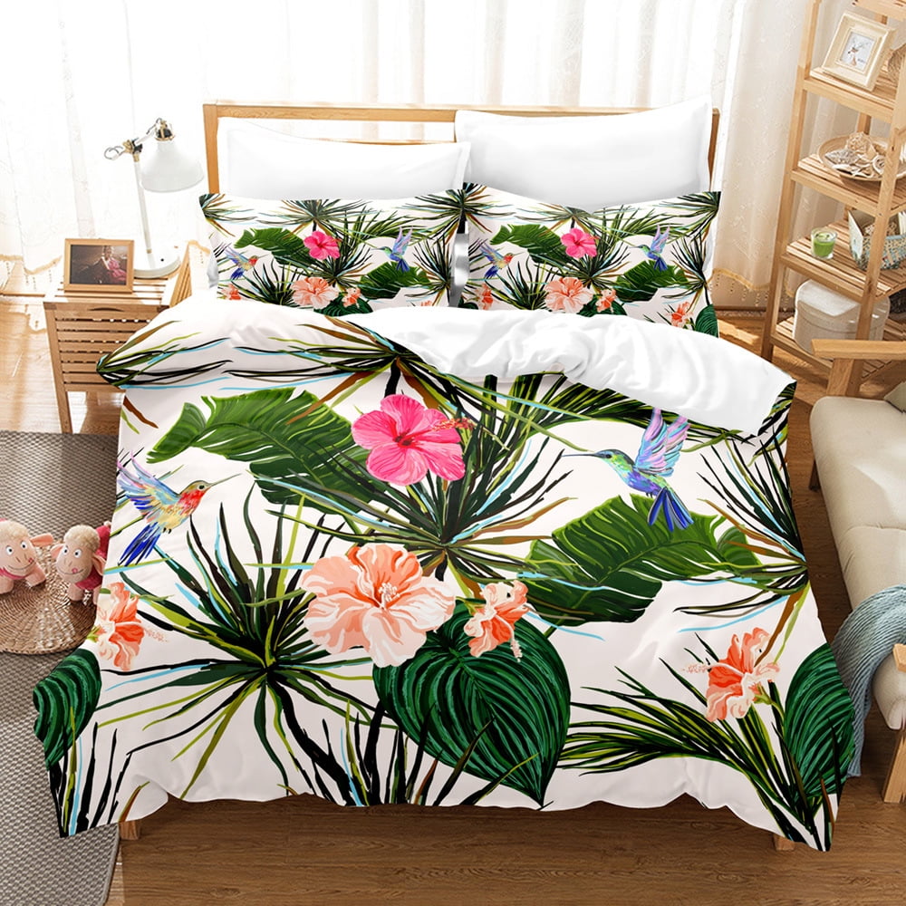 Flamingo Duvet Cover Pink Flamingo Bedding Set Hawaiian Tropical Bird