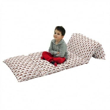 Animal Floor Pillow Lounger Cover, Watercolor Seahorse Pattern with Vibrant Effect Beauty of Nature Design, Nap Mat Printed Fabric Case for 5 Pillows, 88" x 36", Grey and Red, by Ambesonne
