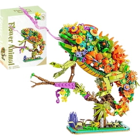 Animal Floral Building Set, Flowers & Animals Botanical Collectible Model Kit, Creator Chameleon Toys, Ideas Gifts for Adults, Women, Men, Teens Age 12+ (1232 Pieces)