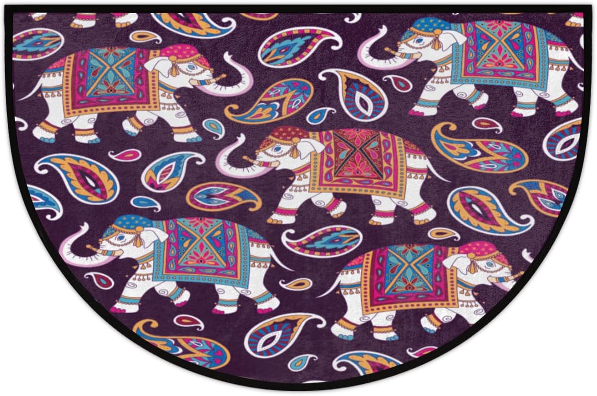 Animal Floral Elephant Half Round Door Mat NonSlip Mat Indoor