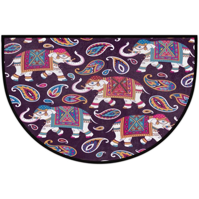 Animal Floral Elephant Half Round Door Mat NonSlip Mat Indoor