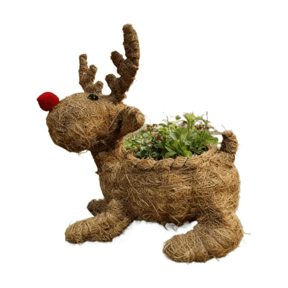 Animal Flower Basket Elk Flower Basket for Garden Decoration, Creative Woven Reindeer Flower Basket for Patio, Cute Animal Shaped Planter for Indoor Outdoor Plants Decor，As Shown