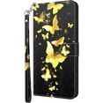 thumbnail image 1 of Animal Flower Motif Flip Wallet Stand Phone Case for Samsung Galaxy A51 A71 5G 4G, Card Holder, Hand Strap, Leather Back Cover, Painted Protective Shell(Gold,A51 5G), 1 of 7