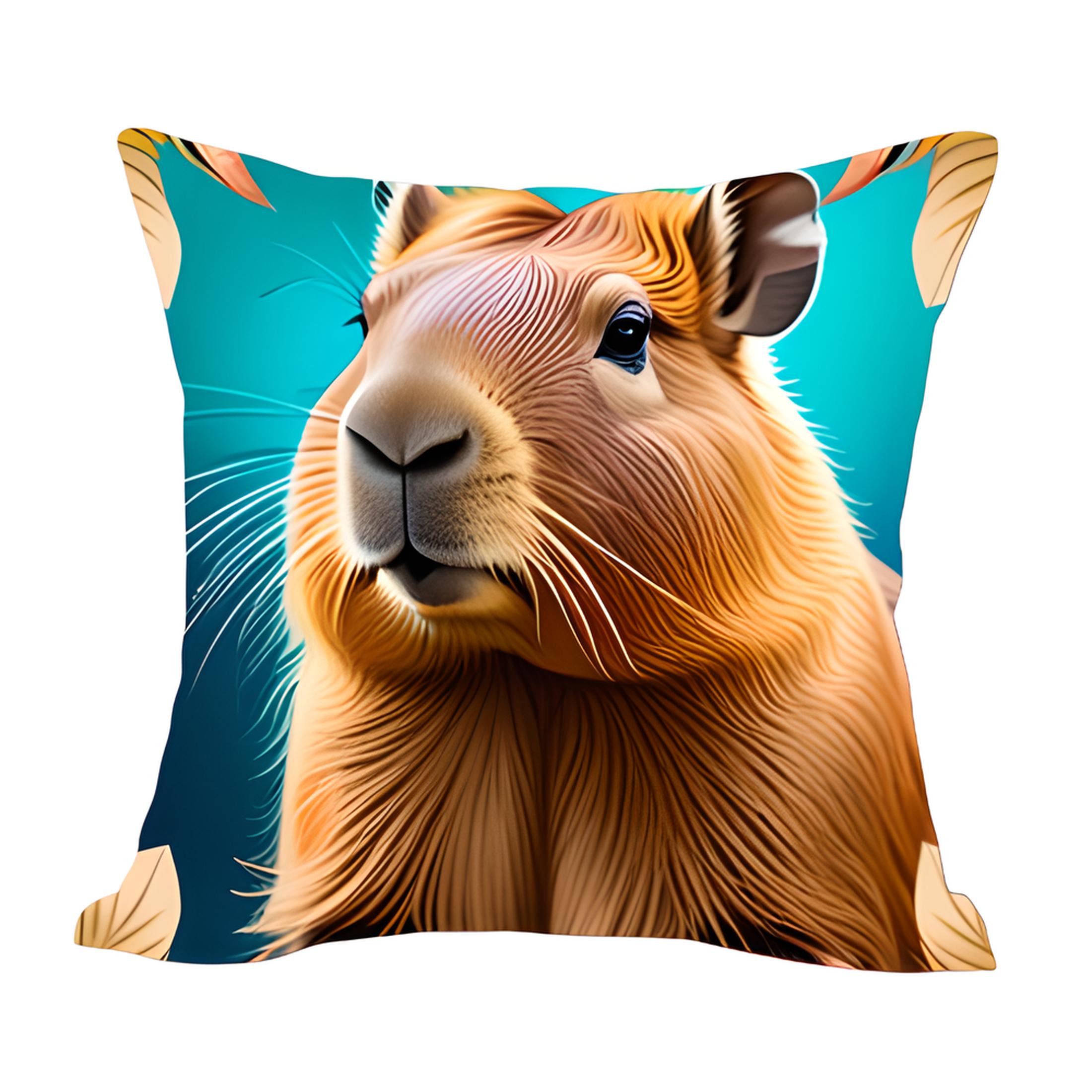 Animal Focus Throw Pillow Cover with Whiskers on Blue Background Throw