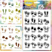 Animal Footprint Paws Pattern Clear Stamps Paw Prints of 20 Different Animals Transparent Embossing Silicone Stamp Seal for DIY Scrapbooking and Card Making Paper Craft Decor 6.3   4.3 in