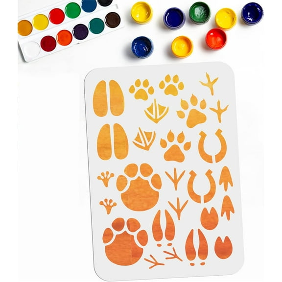 Animal Footprint Stencils 13 Types Paw Hand Foot Print Painting Templates A4 Size 8.311.7inch DIY Wall Stencil for DIY Painting on Wood Canvas Home Decor Crafts