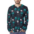 Animal Footprints Long Sleeve T Shirts for Men, Crew Neck Mens Long