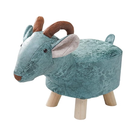 Animal Footstool Footrest Ottoman Wood Multifunctional Cute Cartoon Room Decor Bench for Porch, Living Room, Entryway, Guest Room, Bedroom blue sheep