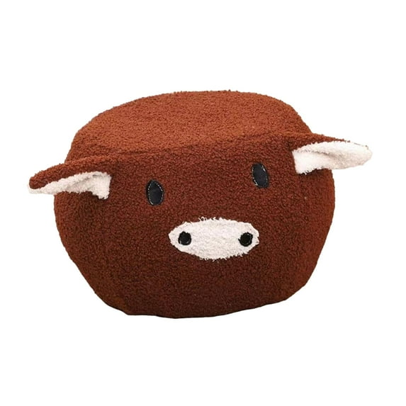 Animal Footstool Portable with Soft Padded Cushion for Living Room Home Gift Brown Pig