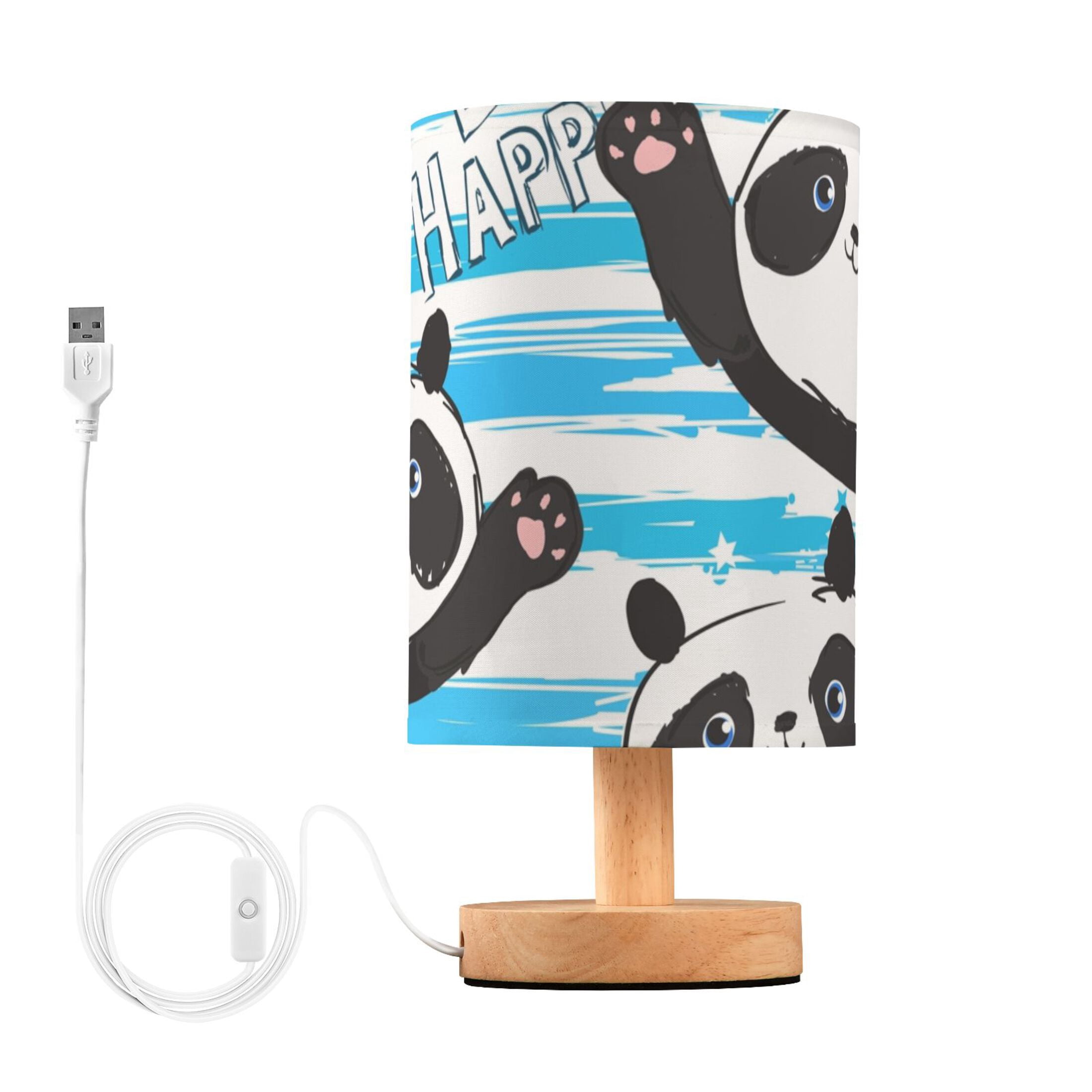 Animal Funny Cartoon Pandas Bedside Table Lamp LED Warm Lights with USB