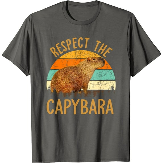 Animal Funny Respect Capybara Lover Unisex T-Shirt for Men Women Kids Toddler,Charcoal Color,Size 4T